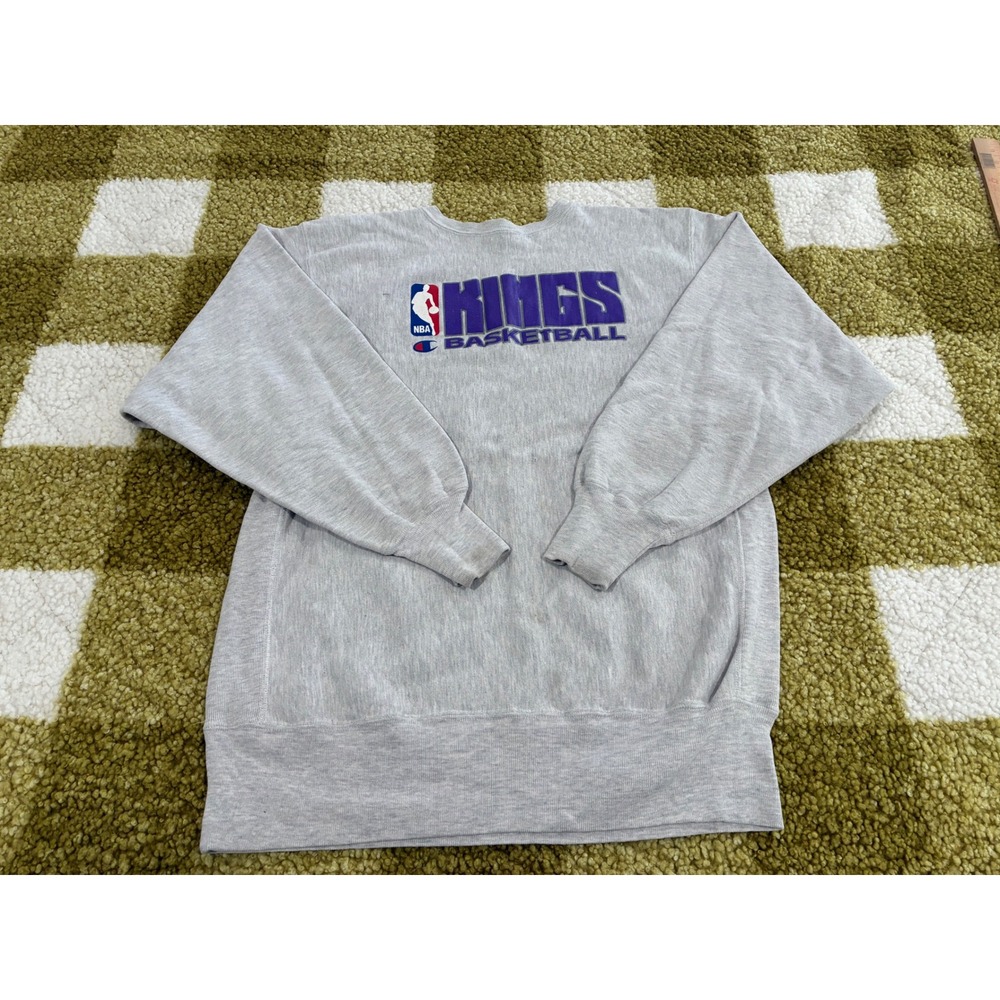 Vintage Champion Reverse Weave Sacramento Kings NBA Sweatshirt Gray XXL Made USA